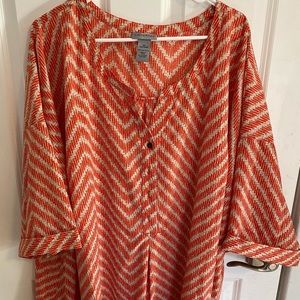 Catherine’s orange/tan blouse
